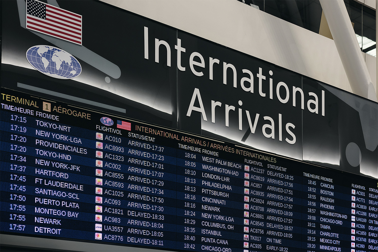Airport arrivals information board