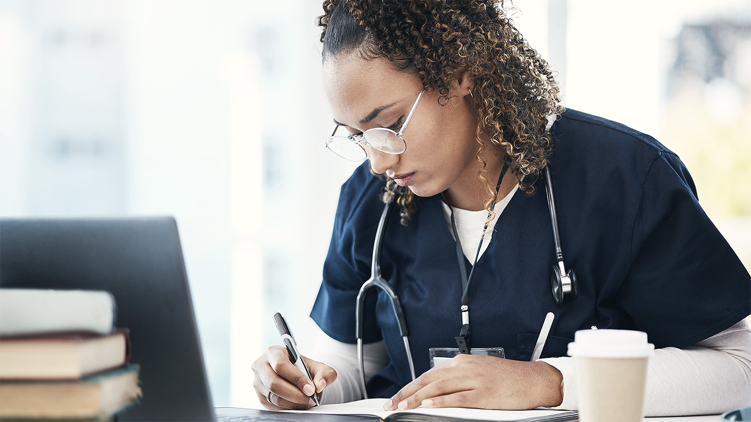 Medical student studying